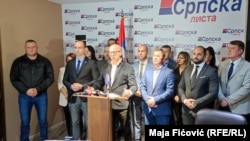 Predsednik Srpske liste Goran Rakić na konferenciji za medije u Severnoj Mitrovici 4. novembra