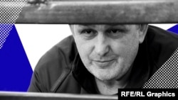 Журналіст Владислав Єсипенко на засіданні російського суду в Сімферополі. Крим, колаж