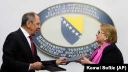Sergej Lavrov, ruski šef diplomatije, i Bisera Turković, ministarka inostranih poslova BiH. Susret u Sarajevu 15. decembra 2020.
