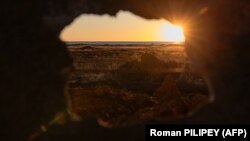 This photograph taken on November 6 shows the Dnieper River from the position of the 123rd Territorial Defense Brigade at an undisclosed location in the Kherson region.