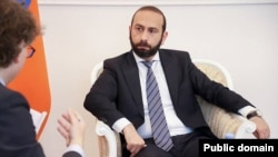 Министр иностранных дел Армении Арарат Мирзоян дает интервью австрийской газете DerStandard