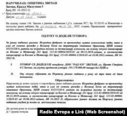 Kontrata me kompaninë “RAD 028” për ndërtimin e fabrikës në Rahovec.