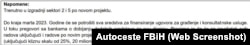 Izvještaj Autocesta FBiH o realizaciji projekta: Izgradnja autoceste na Koridoru Vc u Federaciji BiH, zaključno sa 31.martom .2023.