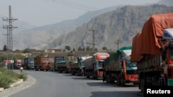 لاری های میوه و سایر اموال تجارتی که در نتیجه مسدود ماندن دروازه تورخم٬ متوقف مانده اند