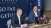 Vladimir Perišić (L), direktor kompanije "Prointer ITSS" i Bojan Vujić, predsjednik uprave "Infinity International Group" na konferenciji za medije, Banja Luka, BiH, 26. jun 2024.