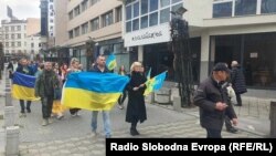 Марш во организација на Здружение на Украинци во Македонија „Лесја Украинка“ во Скопје за одбележување на двегодишнината од руската целосна инвазија врз Украина.