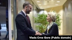 Predsjednica Evropske komisije Ursula von der Lajen sa premijerom Milojkom Spajićem. Brisel, 14. februara 2024.