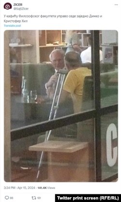 Print screen fotografije objavljene na nalogu Zicer na društvenoj mreži X, nekadašnje Tviter, 17.04.2024.