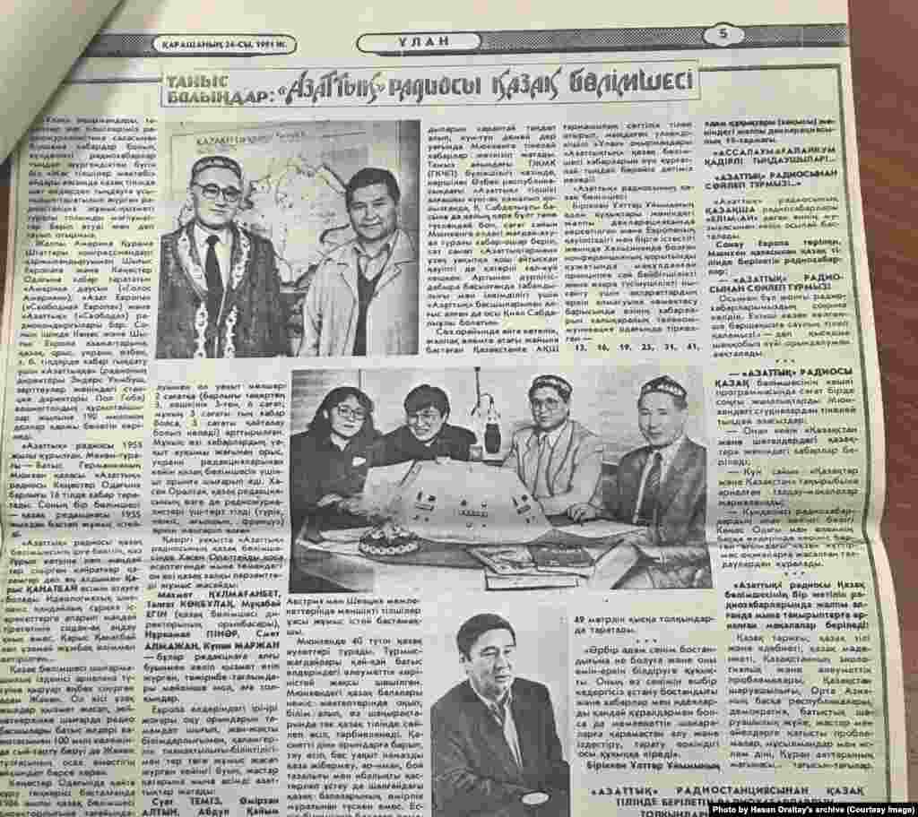 "Ұлан" газеті 1991 жылғы 26 қарашадағы санында Азаттық радиосы туралы жариялаған мақала.