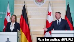ნენსი ფეზერი და ვახტანგ გომელაური, გერმანიისა და საქართველოს შინაგან საქმეთა მინისტრები. თბილისი. 19 დეკემბერი, 2023 წელი. 