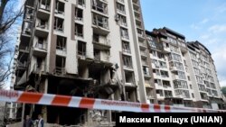 The residential building in Kyiv where Vira Hyrych lived.