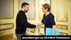 Президент України Володимир Зеленський і президент Європейського банку реконструкції та розвитку (ЄБРР) Оділь Рено-Бассо. Київ, 29 вересня 2023 року