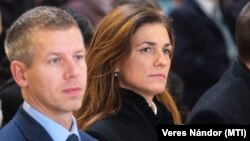 Peter Magyar și fosta sa soție, ex-ministra justiției, Judit Varga, în ianuarie 2023.