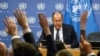 Ministrul rus de externe Serghei Lavrov, la conferința de presă de după discursul din plenul Adunării Generale a ONU de la New York, de sâmbătă.