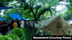 გაფიცული მაღაროელების კარავი, ჭიათურა