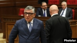 Armenia - Businessman Khachatur Sukiasian arrives for the government's question-and-answer session in parliament, Yerevan, March 22, 2023.