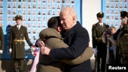 Joe Biden și Volodimir Zelenski la Kiev, 20 februarie 2023