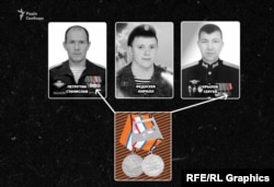 Загиблі члені костромського полка у битві за Мощун, які були нагороджені медаллю за окупацію Криму