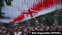 „აგენტების კანონის“ საწინააღმდეგო აქცია რუსთაველის გამზირზე 