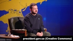 Президент України Володимир Зеленський під час підсумкової річної пресконференції. Київ, 19 грудня 2023 року