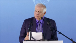 Žozep Borelj na konferenciji za novinare u Ohridu 18. marta 2023. 