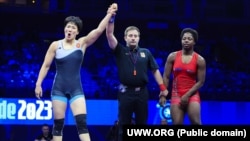 Айпери Медет кызы Белградда (Сербия) дүйнө чемпионатында. 2023-жылдын 19-сентябры.  