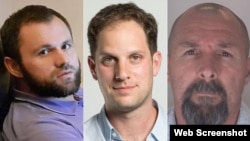 სურათზე მარცხნივ: ბერლინში მოკლული ზელიმხან ხანგოშვილი, მარჯვნივ მისი მკვლელი ვადიმ კრასიკოვი, ცენტრში რუსეთში პატიმრობაში მყოფი ამერიკელი ჟურნალისტი, ევან გერშკოვიჩი 