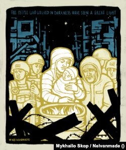 Oamenii care au pășit în întuneric au văzut o măreață lumină: Crăciun Ucrainean, 2022, Mykhailo Skop / Neivanmade.