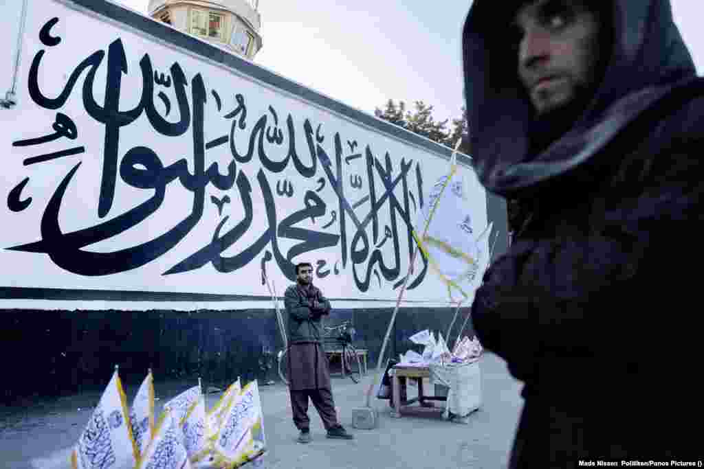 The Islamic declaration of faith, "There is no God but Allah, and Muhammad is His messenger," covers the wall of the former U.S. Embassy in Kabul. World Press Photo Story of the Year:&nbsp;The Price Of Peace In Afghanistan by&nbsp;Mads Nissen, Politiken/Panos Pictures