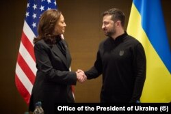 Саміт миру. Віцепрезидентка США Камала Гарріс і президент України Володимир Зеленський. Бюргеншток, 15 червня 2024 року