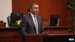 Hristijan Mickoski tokom izlaganja u Skupštini 22. juna 2024.