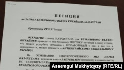 Казакстанда жүргүзүлгөн петициялардын бири.