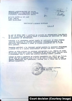 Odluka suda da povuče tužbu Mehmeta Dinaja.