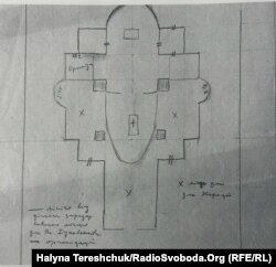 План розташування домовини митрополита Андрея Шептицького у Святоюрському соборі