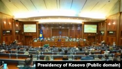 Presidentja e Kosovës, Vjosa Osmani, gjatë një adresimi para Kuvendit të Kosovës. Fotografi ilustruese nga arkivi. 