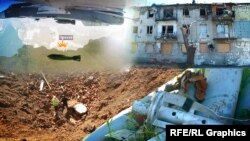 Руйнування і вирва в Оріхові Запорізької області. Російська авіація на тлі карти півдня України (колаж) 