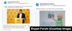 Agentiadeinformatii.ro - două exemple de postări plătite pe Facebook.