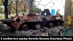 Спалена українська техніка в Хрящеватому, серпень 2014 року