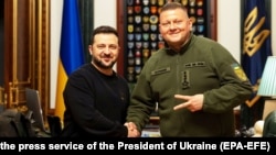 Ուկրաինայի նախագահ Վլադիմիր Զելենսկի և ԶՈՒ գլխավոր հրամանատար Վալերի Զալուժնի, Կիև, 8-ը փետրվարի, 2024թ.