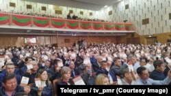 Așa-numitul congres „al tuturor aleșilor locali” din Transnistria a cerut Rusiei protecție în fața presupuselor presiuni venite din partea Republicii Moldova. Tiraspol, 28 februarie 2024.