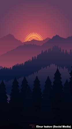 Сүрөтчү Элнур Исаковдун "Соңку күүгүм" (Последний закат) аттуу эмгеги.