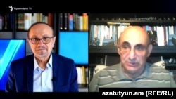Ведущий «Воскресной аналитической программы» Азатутюн ТВ Грайр Тамразян и азербайджанский конфликтолог Ариф Юнусов