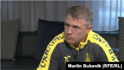 Сергій Ребров, тренер національної збірної України з футболу у Празі, 9 жовтня 2023 року