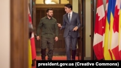 Президент України Володимир Зеленський разом із канадським прем’єр-міністром Джастіном Трюдо під час візиту до парламенту Канади, 22 вересня 2023 року