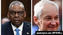 U.S. Secretary of Defense Lloyd Austin (left) and Russian Defense Minister Andrei Belousov (combo photo)