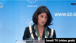 "ქართული ოცნების" წევრი სალომე ქურასბედიანი ბრიფინგზე. 21 მაისი, 2024 წელი