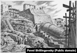 Construction of an unnamed project, probably in Armenia or Georgia, in 1933.