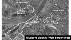 Mapa područja na koje se širi "Beograd na vodi", print screen iz odluke koju je odobrila Vlada Srbije