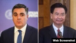 ფოტომონტაჟი: საქართველოსა და ტაივანის საგარეო საქმეთა მინისტრები ილია დარჩიაშვილი (მარცხნივ) და ჯოსეფ ვუ