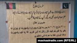 د پاکستانیو چارواکو له خوا په تورخم کې د لګول شوي اعلان عکس